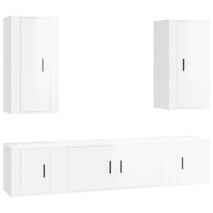 Set di Mobili Porta TV 5 pz Bianco Lucido in Legno Multistratocod mxl 124760