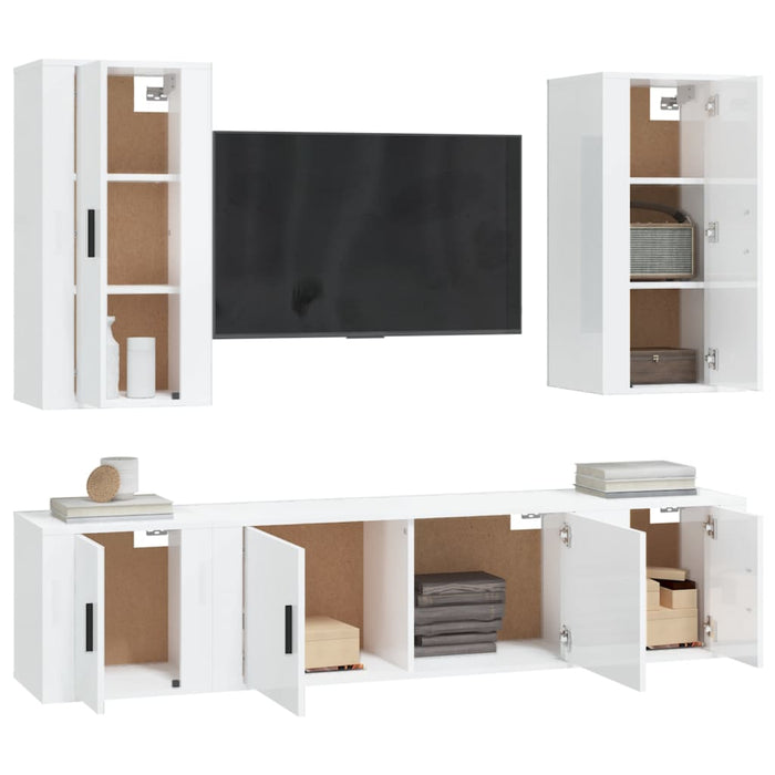 Set di Mobili Porta TV 5 pz Bianco Lucido in Legno Multistratocod mxl 124760