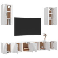 Set di Mobili Porta TV 6 pz Bianco in Legno Multistrato 3188686