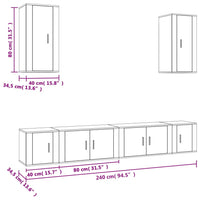 Set di Mobili Porta TV 6 pz Bianco in Legno Multistrato 3188686