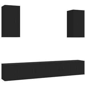 Set Mobili Porta TV 6 pz Nero in Legno Multistrato 3188687