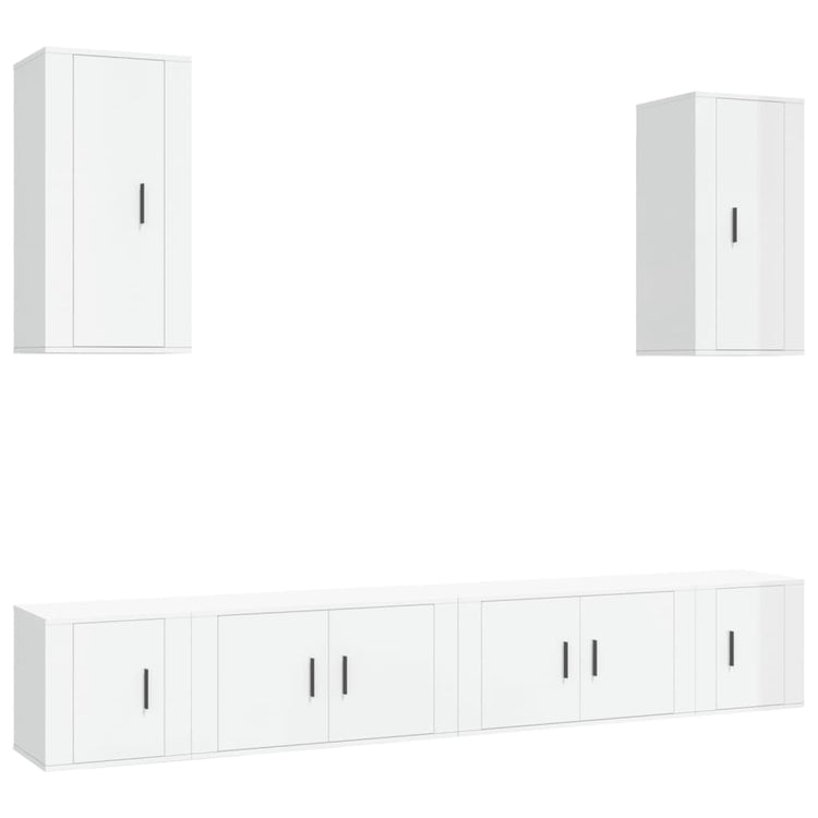 Set di Mobili Porta TV 6 pz Bianco Lucido in Legno Multistrato 3188688