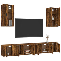 Set di Mobili Porta TV 6 pz Rovere Fumo in Legno Multistratocod mxl 100805