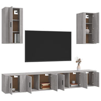 Set di Mobili Porta TV 6 pz Grigio Sonoma in Legno Multistrato 3188692