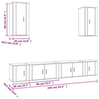 Set di Mobili Porta TV 6 pz Grigio Sonoma in Legno Multistrato 3188692