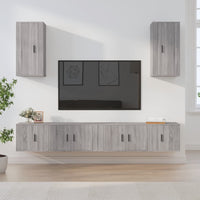 Set di Mobili Porta TV 6 pz Grigio Sonoma in Legno Multistrato 3188692