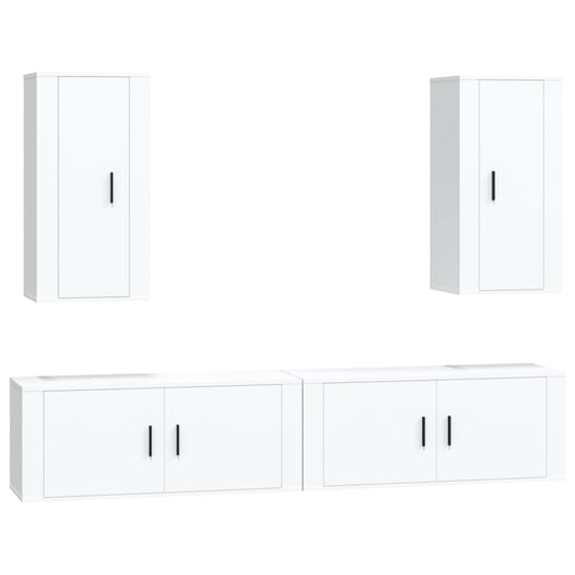 Set di Mobili Porta TV 4 pz Bianco in Legno Multistrato 3188694