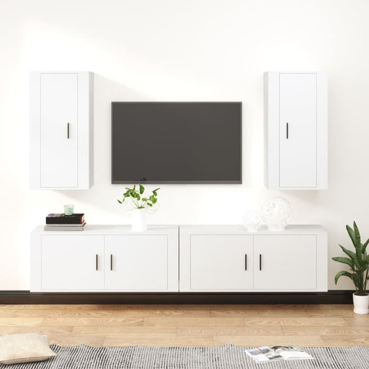 Set di Mobili Porta TV 4 pz Bianco in Legno Multistrato 3188694