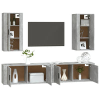 Set di Mobili Porta TV 4 pz Grigio Cemento in Legno Multistratocod mxl 100811