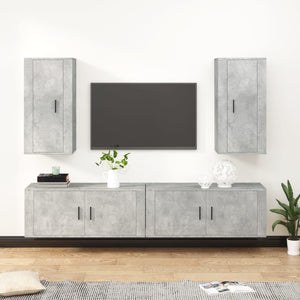 Set di Mobili Porta TV 4 pz Grigio Cemento in Legno Multistratocod mxl 100811