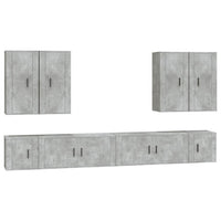 Set Mobili Porta TV 8pz Grigio Cemento in Legno Multistrato 3188706