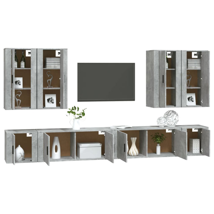 Set Mobili Porta TV 8pz Grigio Cemento in Legno Multistrato 3188706