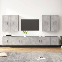 Set Mobili Porta TV 8pz Grigio Cemento in Legno Multistrato 3188706