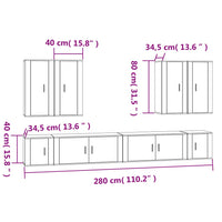 Set Mobili Porta TV 8 pz Rovere Fumo in Legno Multistrato 3188707