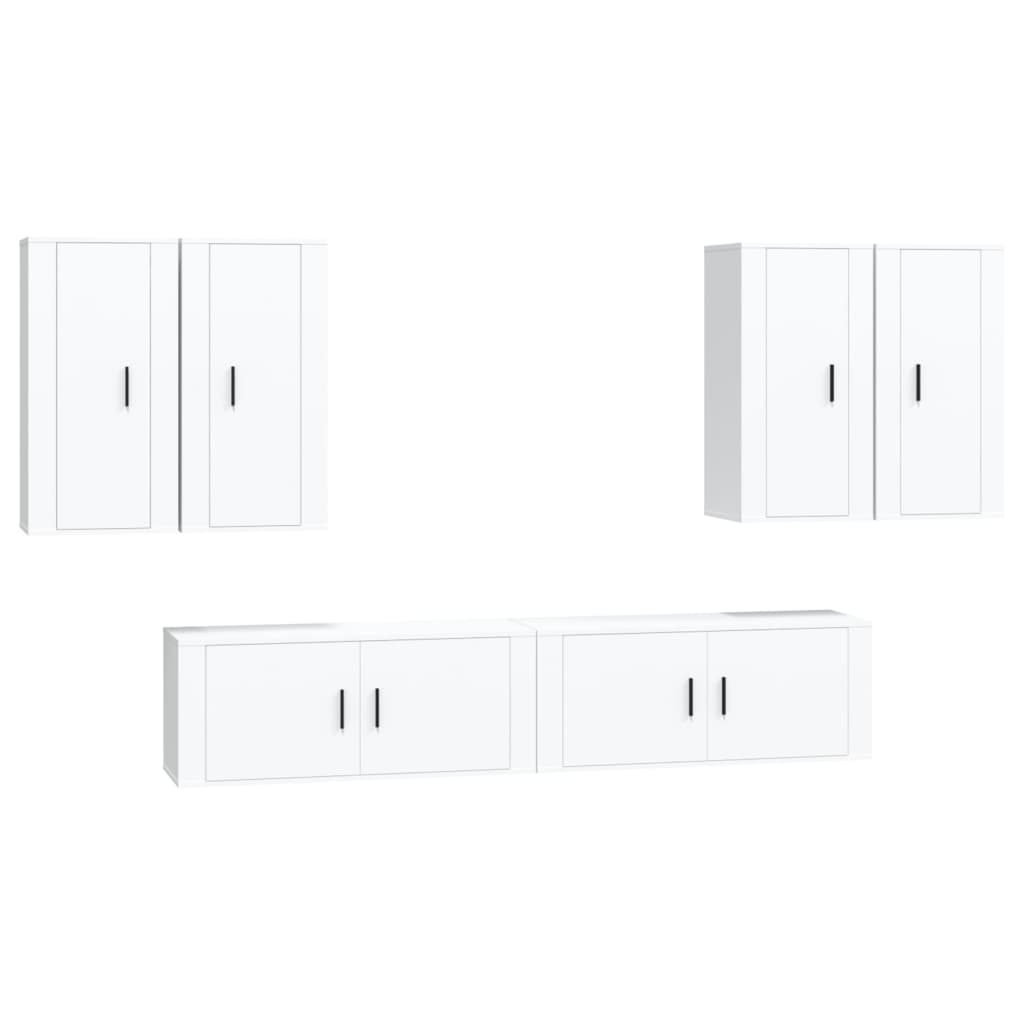 Set di Mobili Porta TV 6 pz Bianco in Legno Multistrato 3188710