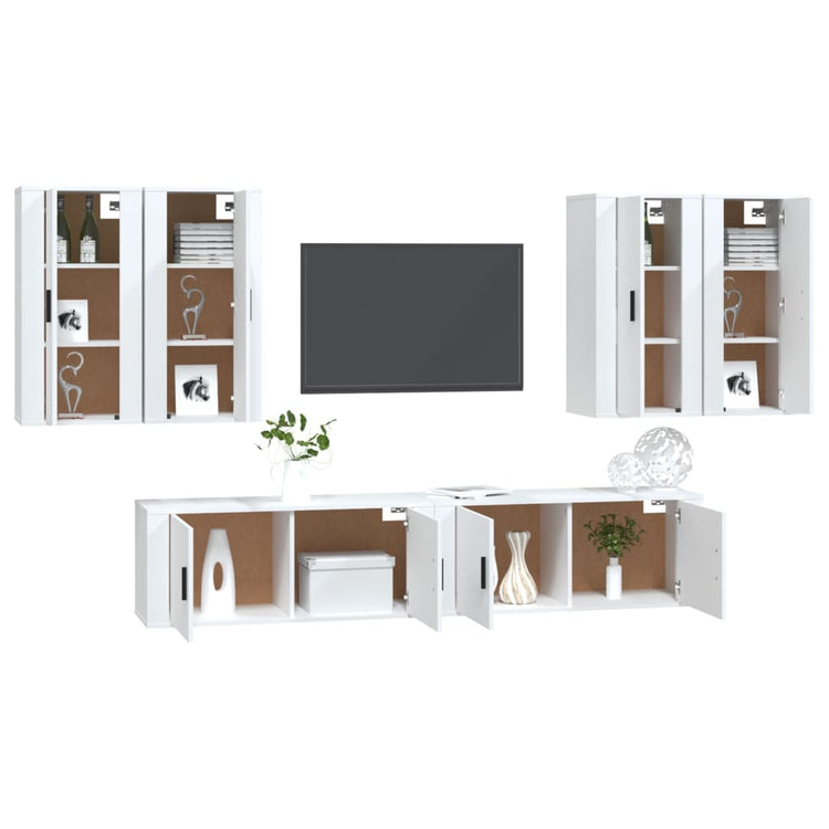 Set di Mobili Porta TV 6 pz Bianco in Legno Multistrato 3188710