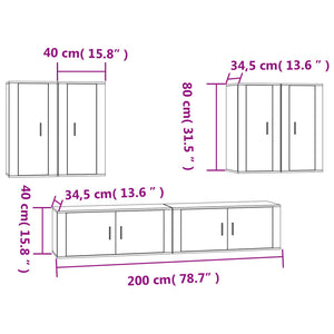 Set di Mobili Porta TV 6 pz Bianco in Legno Multistrato 3188710