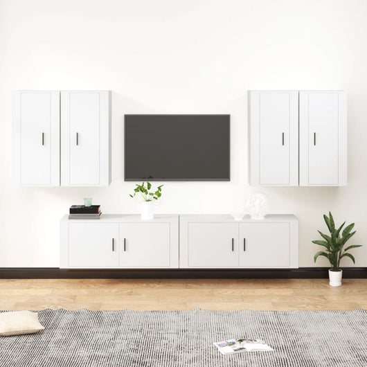 Set di Mobili Porta TV 6 pz Bianco in Legno Multistrato 3188710