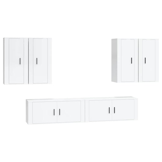 Set di Mobili Porta TV 6 pz Bianco Lucido in Legno Multistrato 3188712