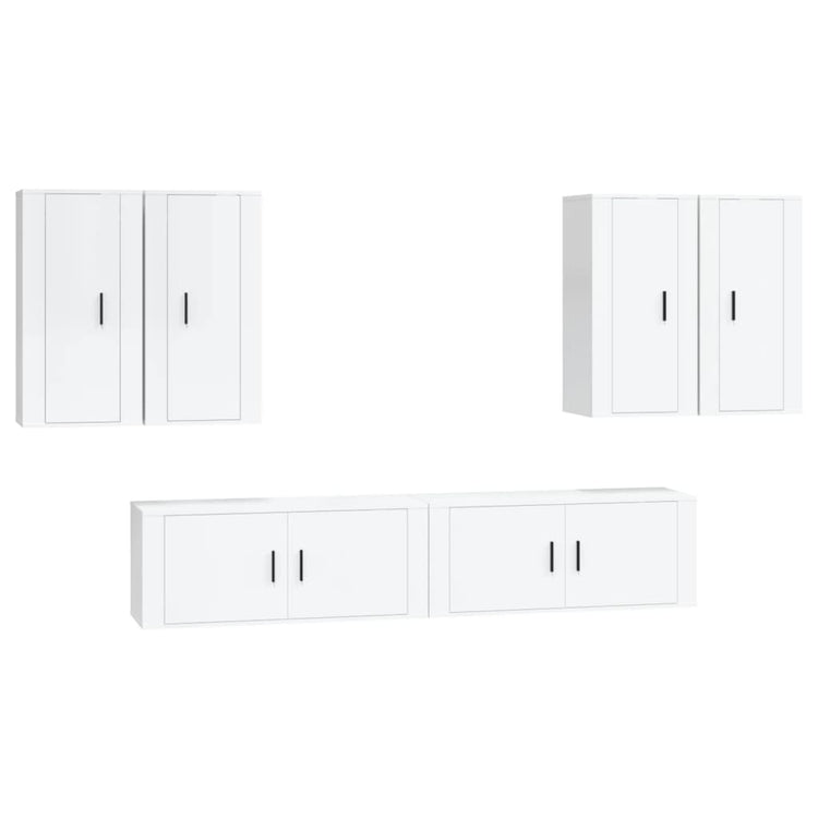 Set di Mobili Porta TV 6 pz Bianco Lucido in Legno Multistrato 3188712