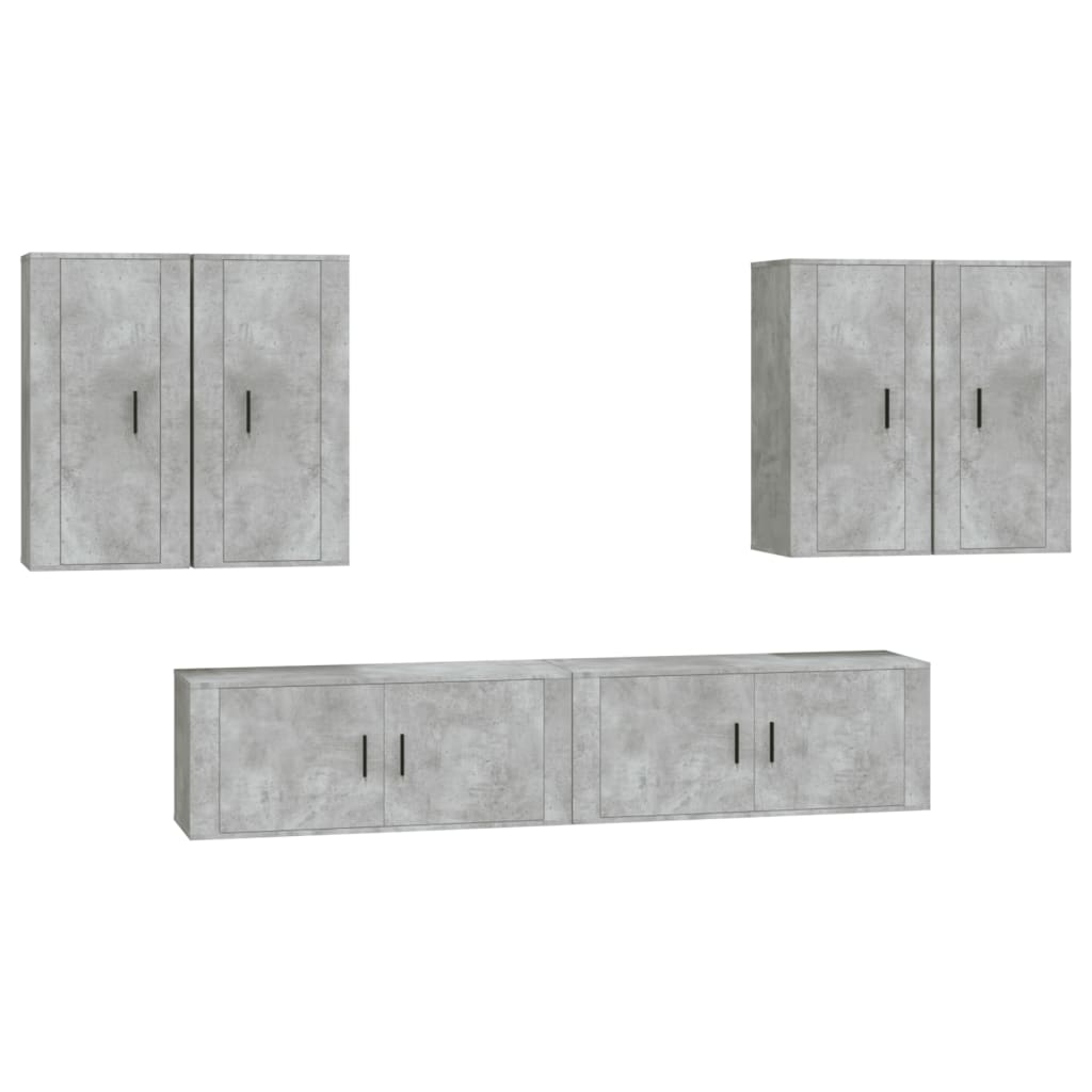 Set di Mobili Porta TV 6 pz Grigio Cemento in Legno Multistratocod mxl 101171