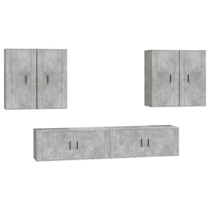 Set di Mobili Porta TV 6 pz Grigio Cemento in Legno Multistratocod mxl 101171