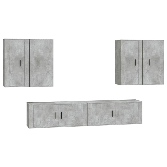 Set di Mobili Porta TV 6 pz Grigio Cemento in Legno Multistrato 3188714