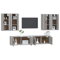 Set di Mobili Porta TV 6 pz Grigio Sonoma in Legno Multistrato 3188716