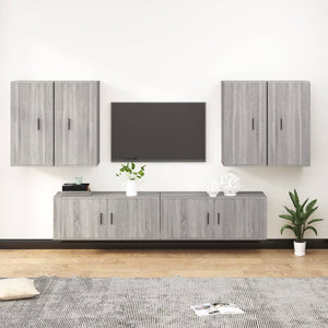 Set di Mobili Porta TV 6 pz Grigio Sonoma in Legno Multistrato 3188716