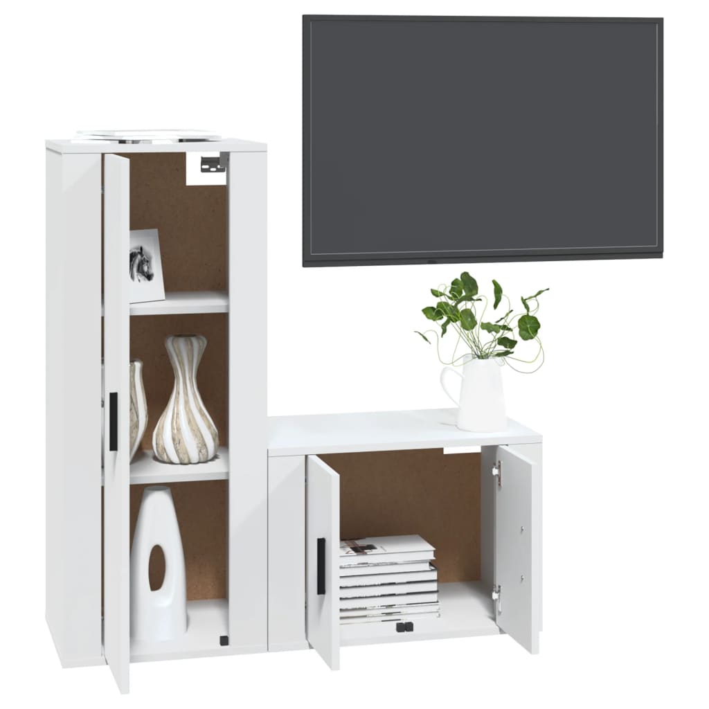 Set di Mobili Porta TV 2 pz Bianco in Legno Multistrato 3188718