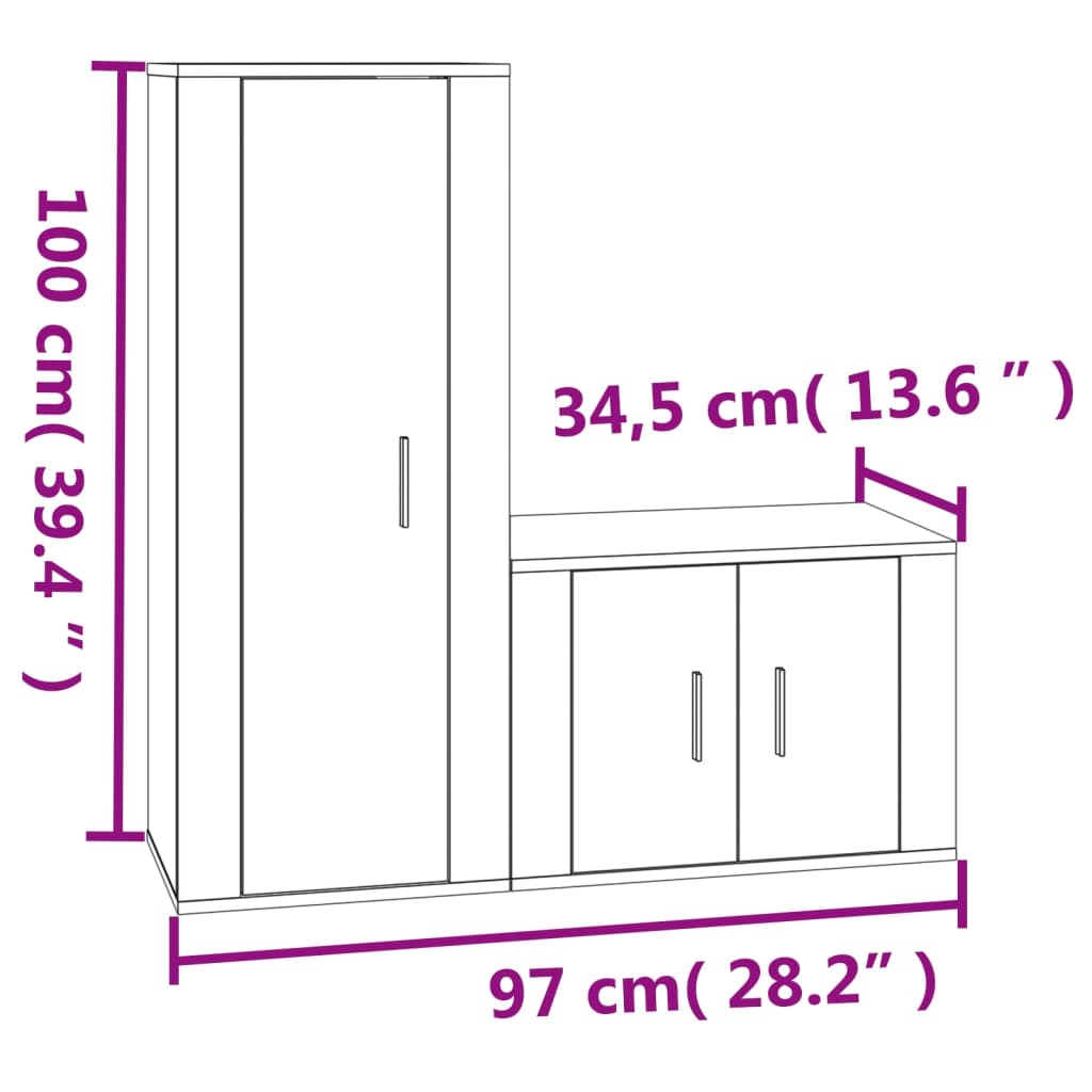 Set di Mobili Porta TV 2 pz Bianco in Legno Multistrato 3188718