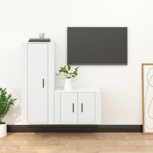 Set di Mobili Porta TV 2 pz Bianco in Legno Multistrato 3188718