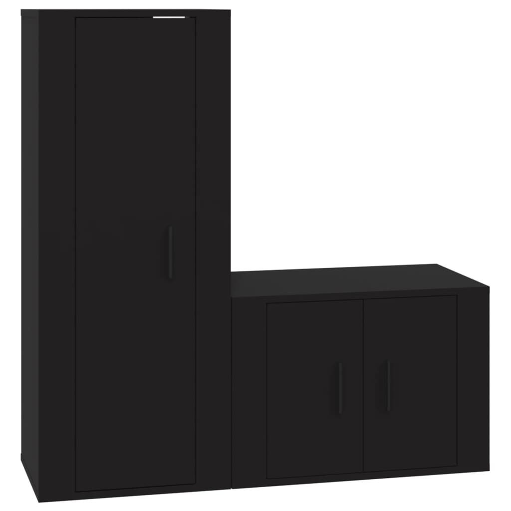 Set Mobili Porta TV 2 pz Nero in Legno Multistrato 3188719