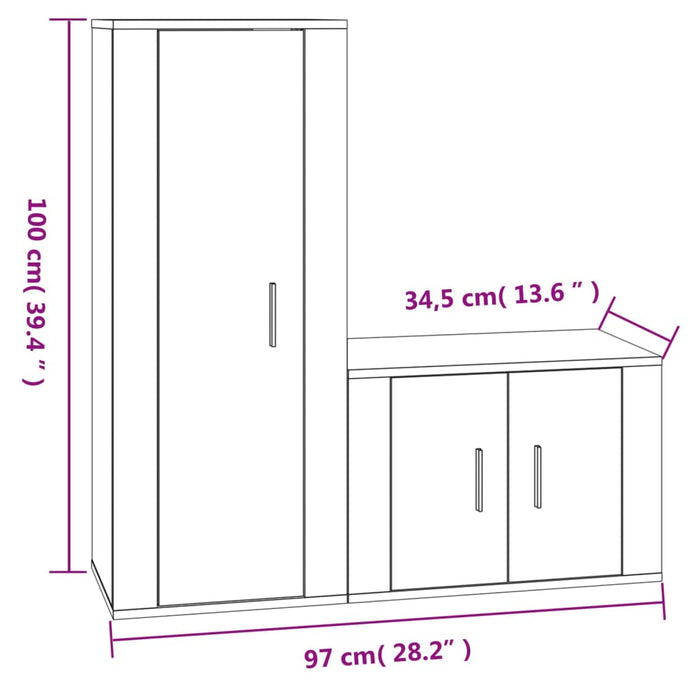 Set Mobili Porta TV 2 pz Nero in Legno Multistrato 3188719