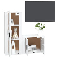 Set di Mobili Porta TV 2 pz Bianco Lucido in Legno Multistrato 3188720