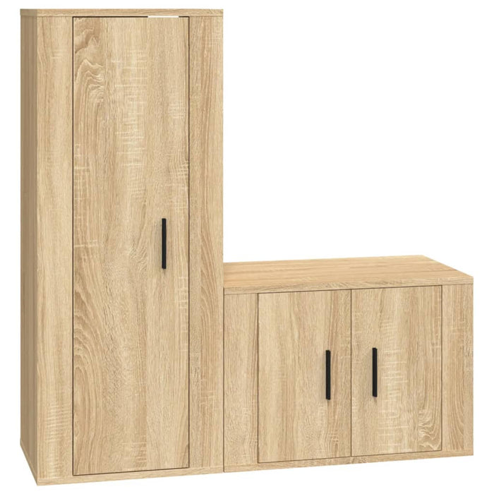 Set di Mobili Porta TV 2 pz Rovere Sonoma in Legno Multistrato 3188721