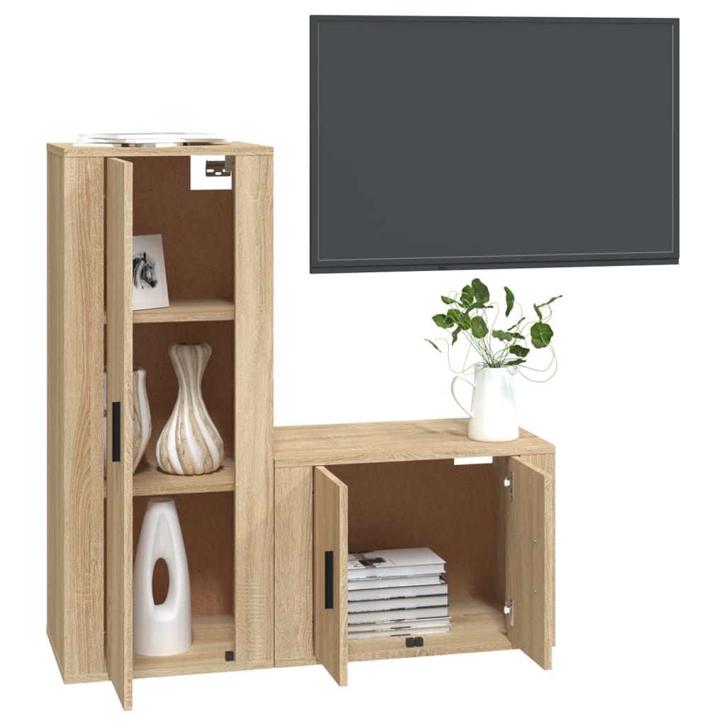 Set di Mobili Porta TV 2 pz Rovere Sonoma in Legno Multistrato 3188721