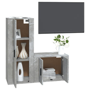 Set di Mobili Porta TV 2 pz Grigio Cemento in Legno Multistrato 3188722