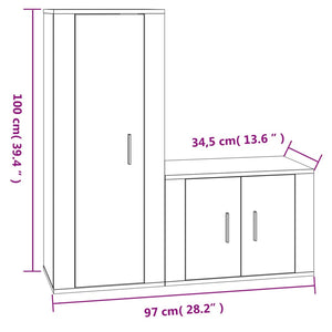 Set di Mobili Porta TV 2 pz Grigio Cemento in Legno Multistrato 3188722