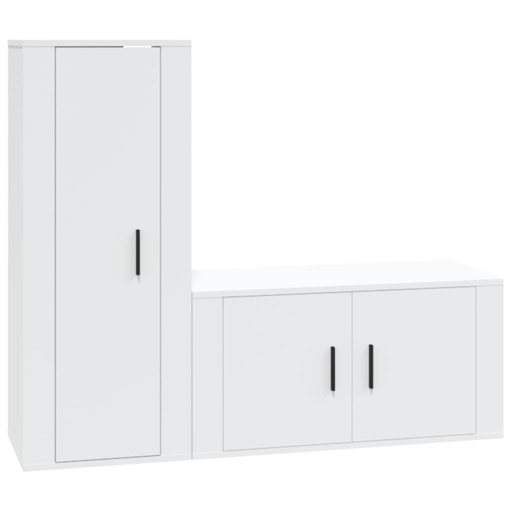 Set di Mobili Porta TV 2 pz Bianco in Legno Multistrato 3188726