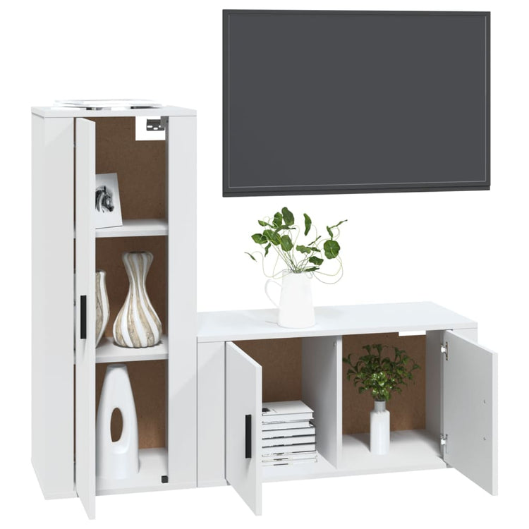 Set di Mobili Porta TV 2 pz Bianco in Legno Multistrato 3188726