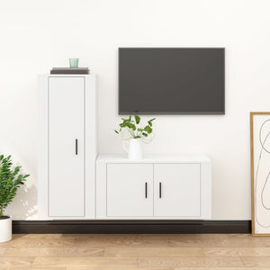 Set di Mobili Porta TV 2 pz Bianco in Legno Multistrato 3188726