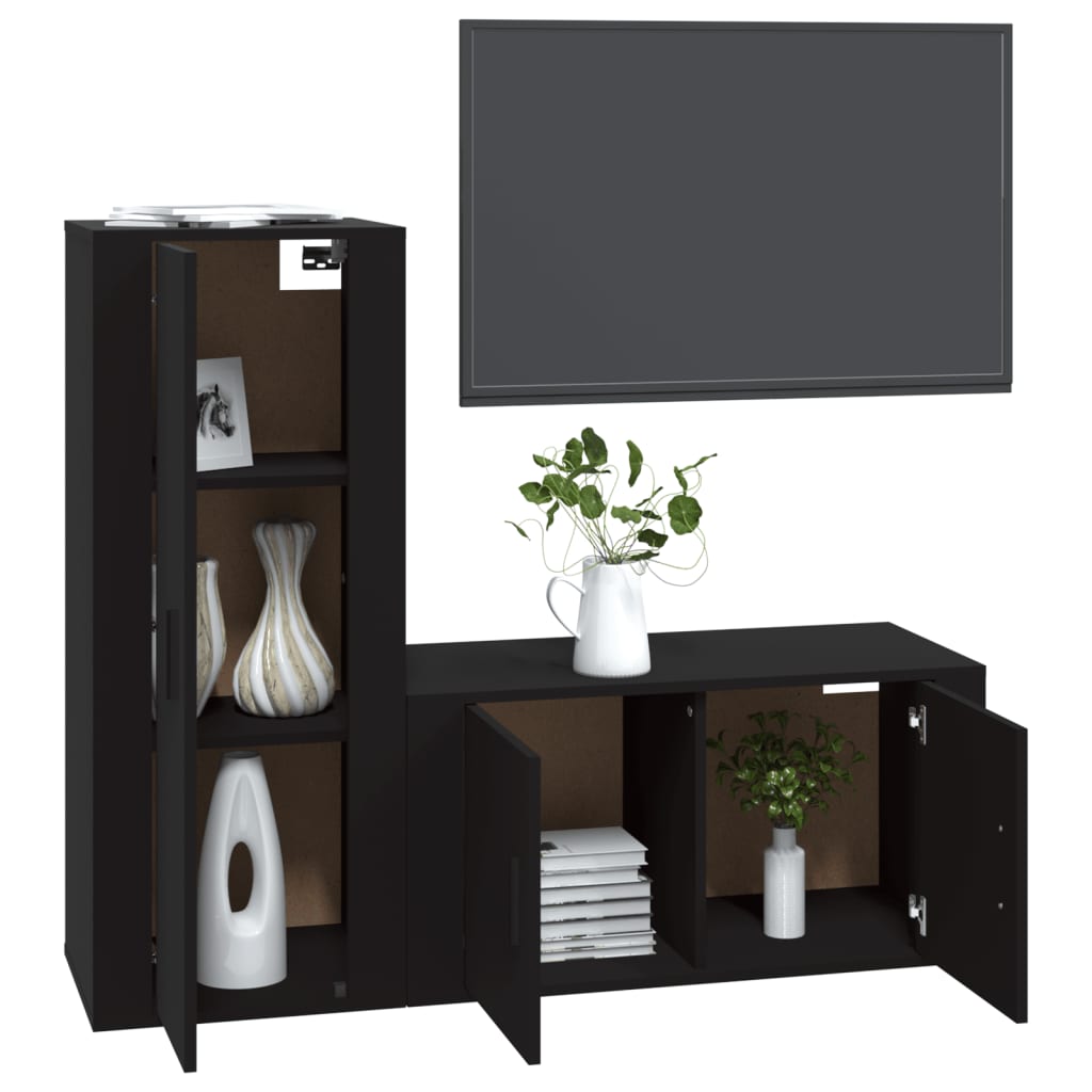 Set Mobili Porta TV 2 pz Nero in Legno Multistrato 3188727