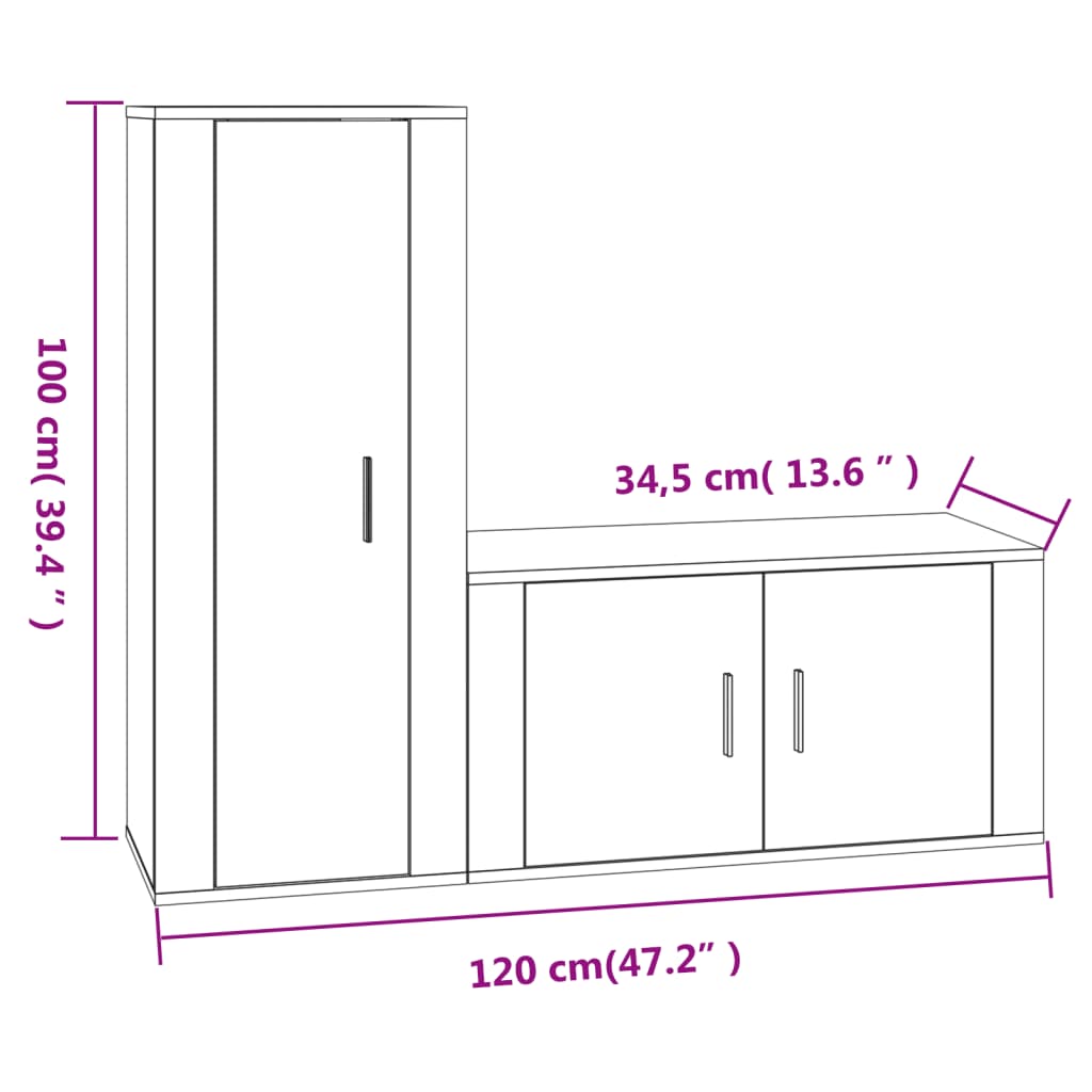 Set Mobili Porta TV 2 pz Nero in Legno Multistrato 3188727