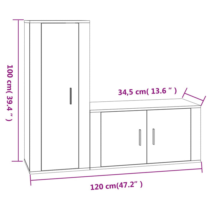 Set Mobili Porta TV 2 pz Nero in Legno Multistrato 3188727