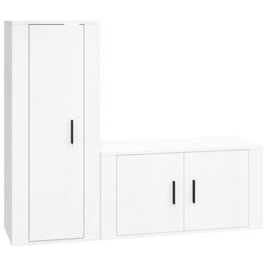 Set di Mobili Porta TV 2 pz Bianco Lucido in Legno Multistrato 3188728