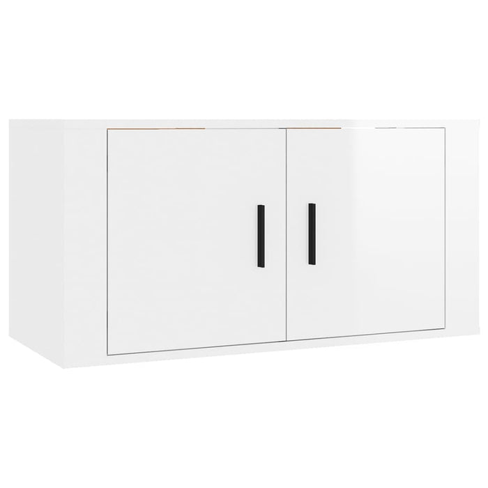 Set di Mobili Porta TV 2 pz Bianco Lucido in Legno Multistrato 3188728