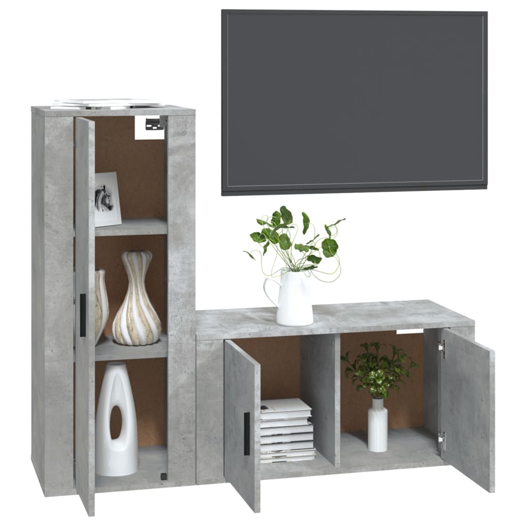 Set di Mobili Porta TV 2 pz Grigio Cemento in Legno Multistratocod mxl 128225