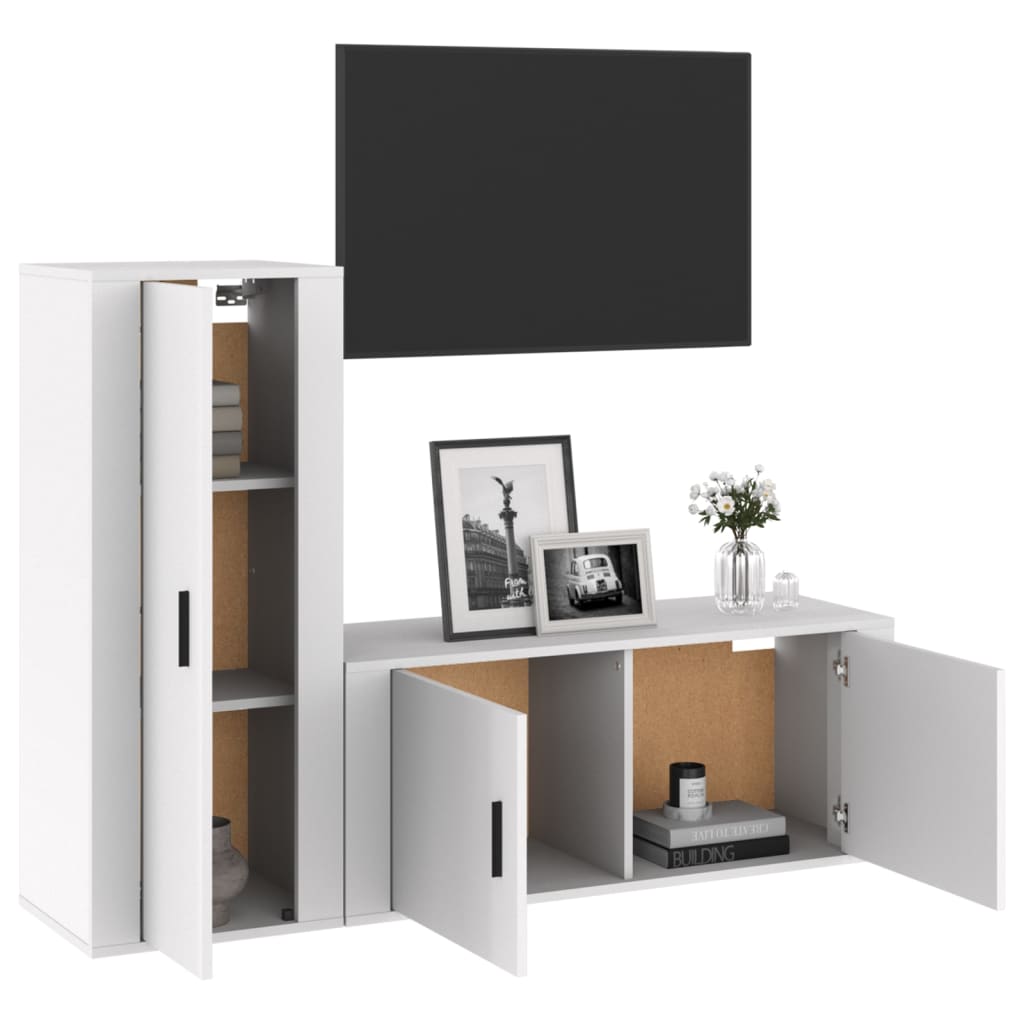 Set di Mobili Porta TV 2 pz Bianco Lucido in Legno Multistratocod mxl 76855