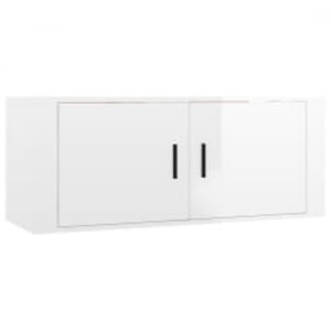 Set di Mobili Porta TV 2 pz Bianco Lucido in Legno Multistrato 3188736